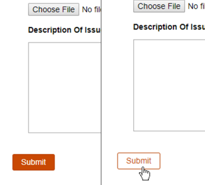 form button unselected and on hover: form reads choose file: No file..., Description of issue, and submit button
