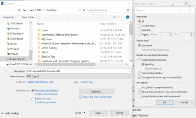 create bookmarks from MS Word document when saving as a PDF