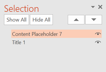 selection pane in PowerPoint