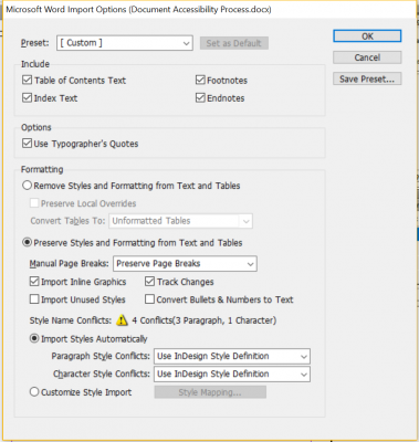 bring text into an InDesign document