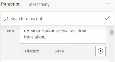 editing transcript in Microsoft Stream