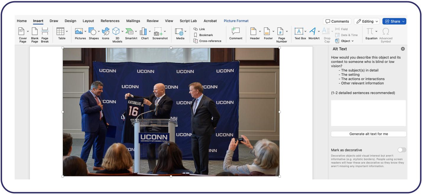 Steps in adding alt text to images in PowerPoint presentations