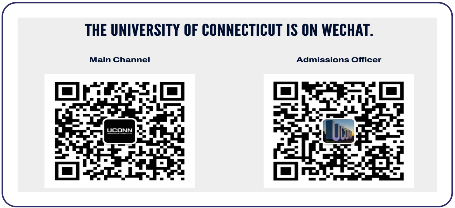 QR codes to the University of Connecticut page Admissions on WeChat 