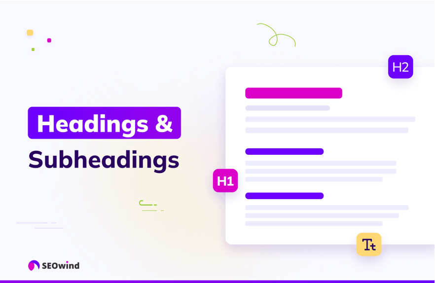 A depiction of headings and subheadings