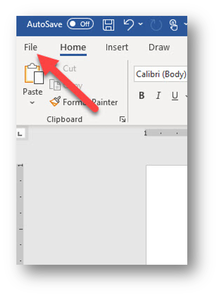 Screenshot file menu highlighted